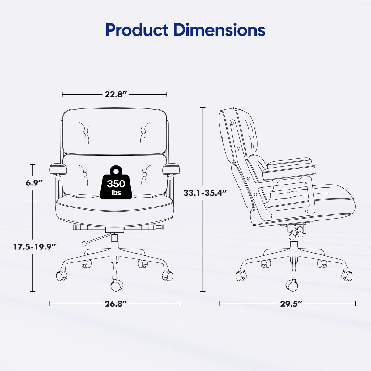 White Genuine Leather Office Chair J440