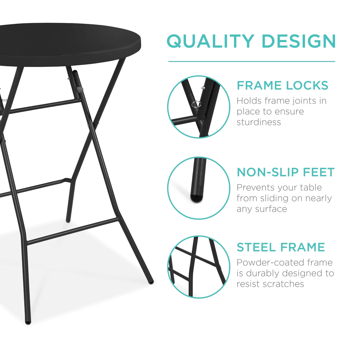 32in White Folding Bar Height Table K2288