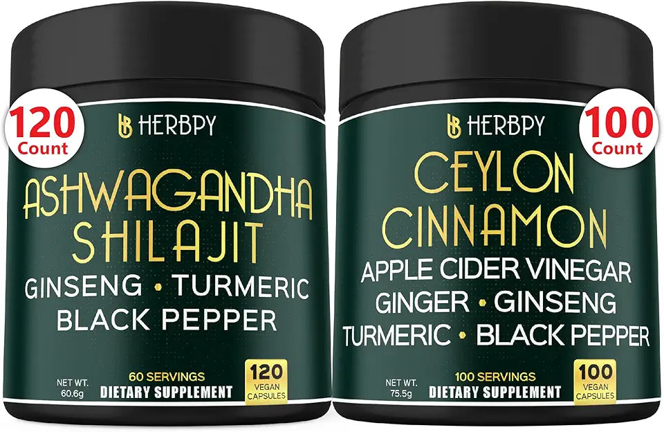 5in1 Ashwagandha Shilajit & 6in1 Ceylon Cinnamon Supplements N852
