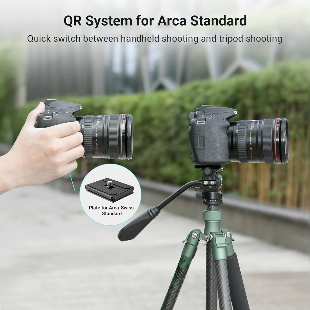 Fluid Head Pan Tilt Head with Quick Release Plate for Compact Video Cameras and DSLR Cameras, Pack of 2 S242