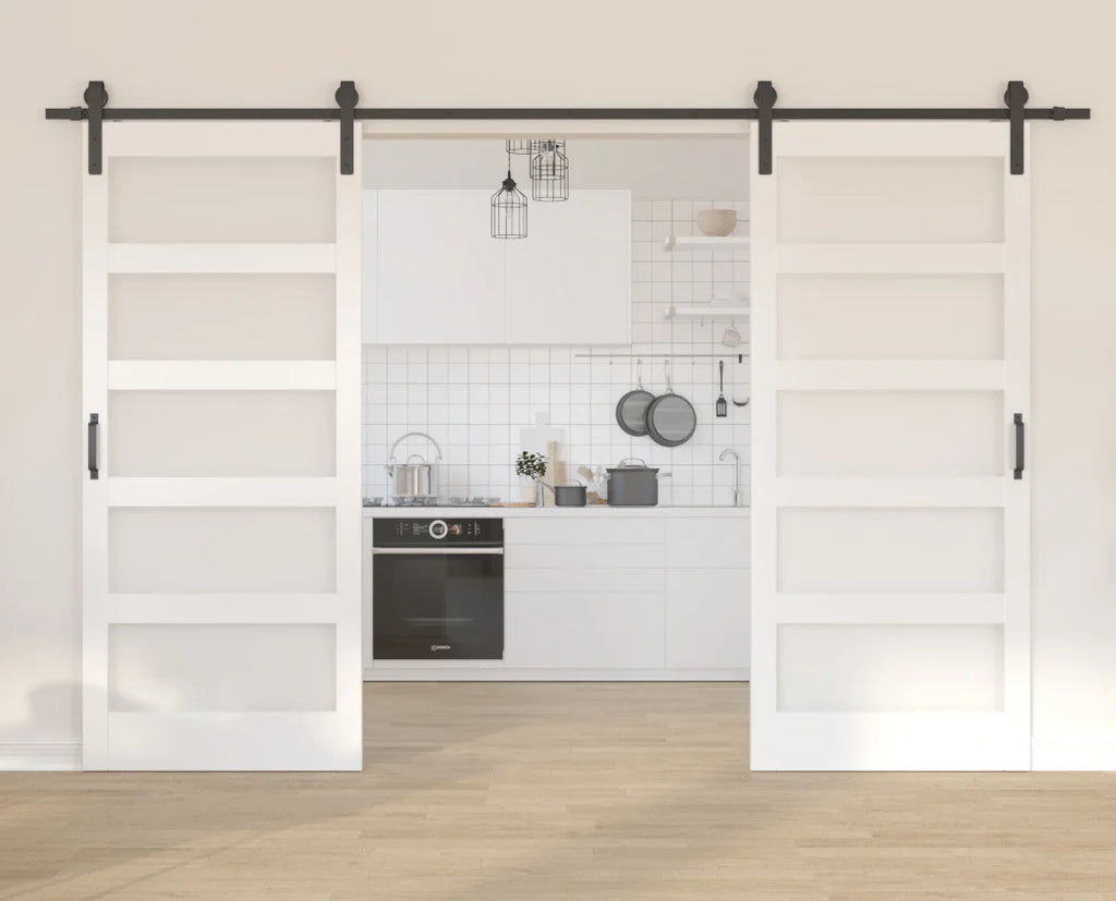 36''×84'' Frosted Glass Barn Door x 2 with Hardware Kit Y95042