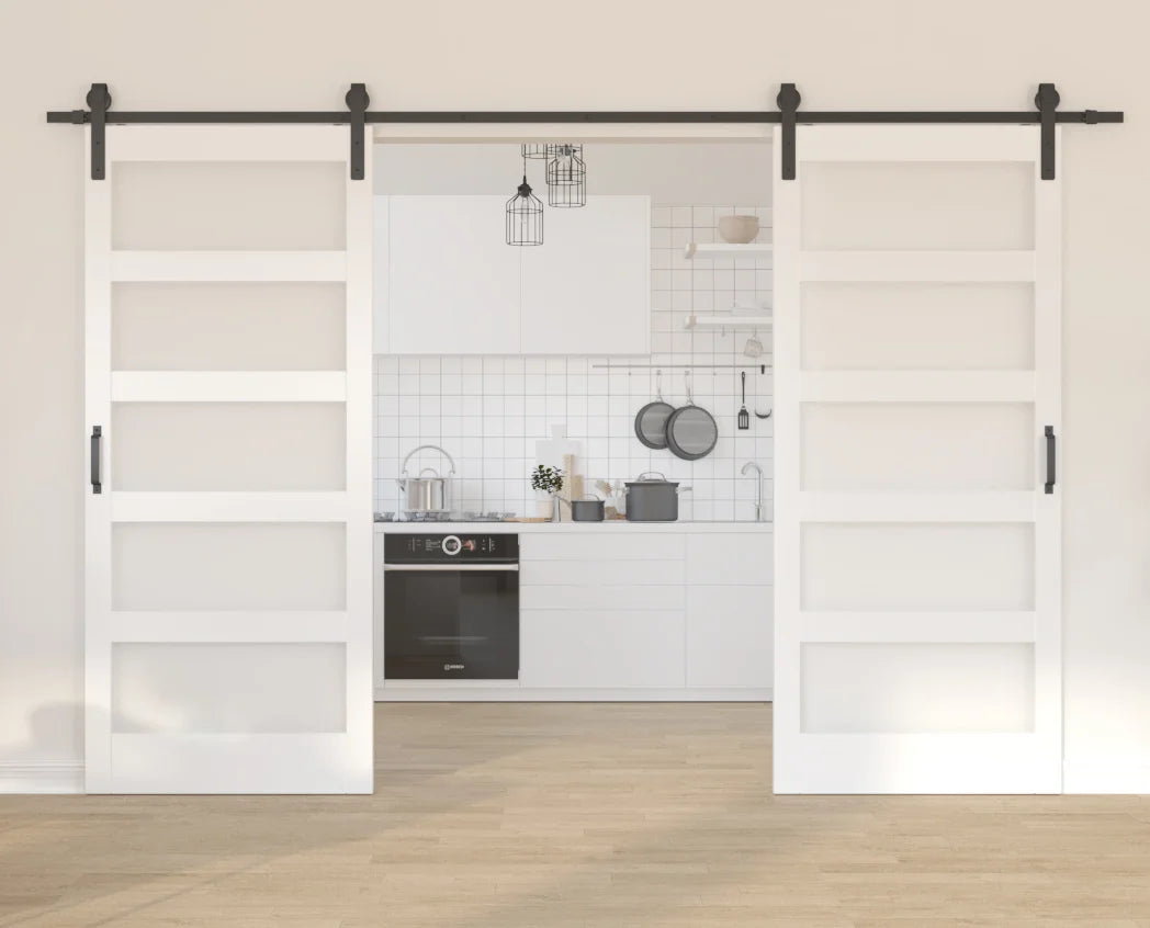 36''×84'' Frosted Glass Barn Door x 2 with Hardware Kit Y95042