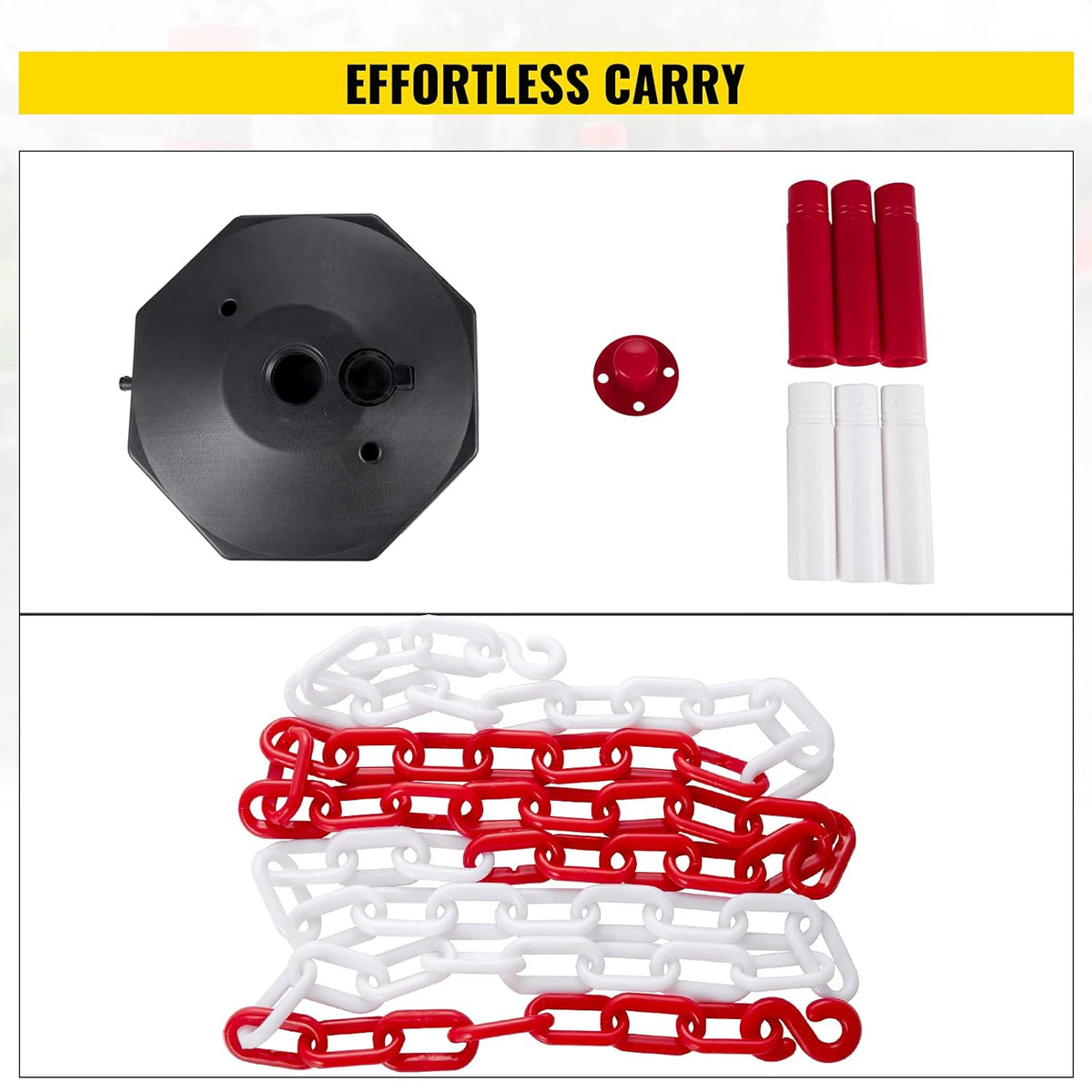 White PE Plastic Stanchion Kit with 32ft Chain and 8 S-Hooks U1573