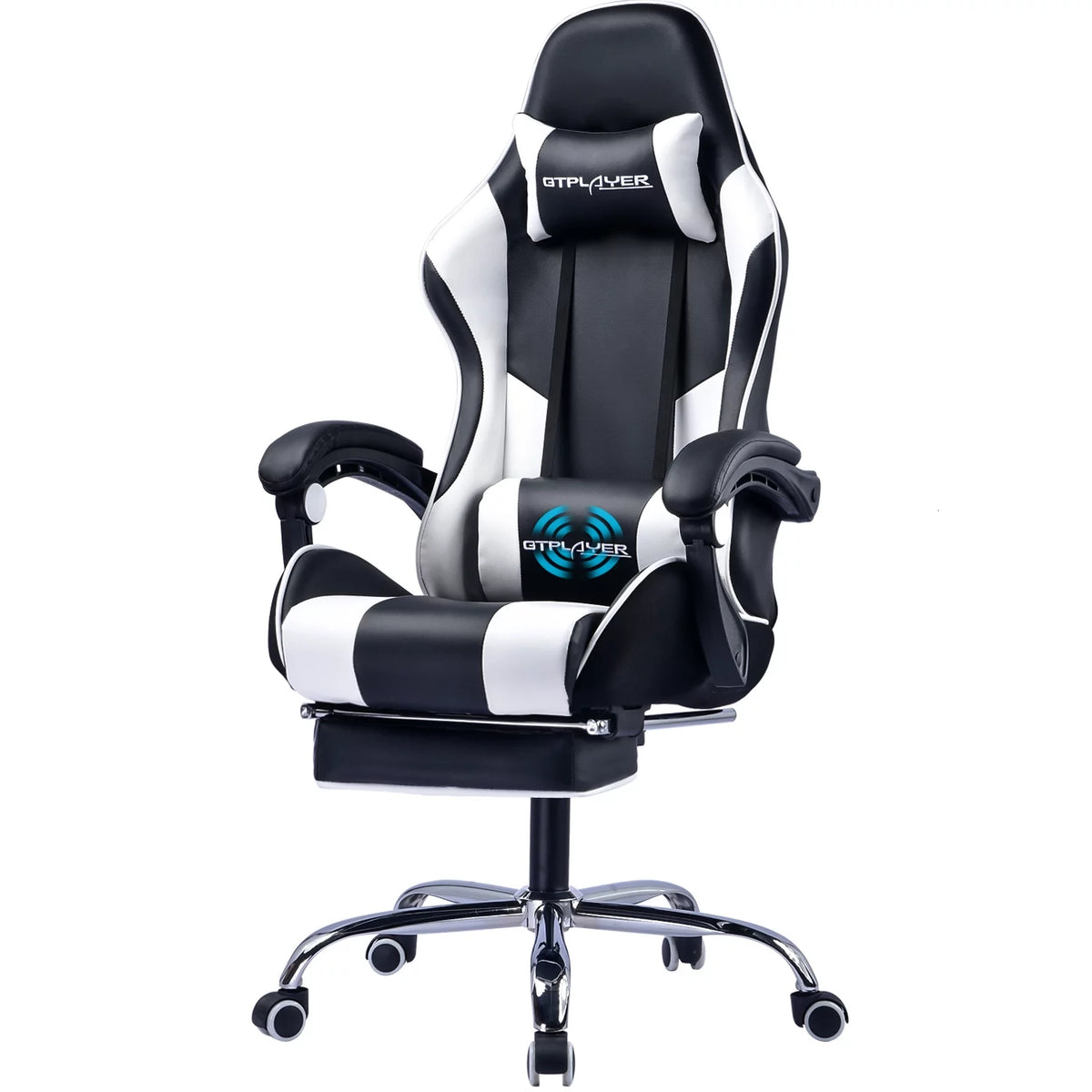 White Gaming Chair with Footrest J8885