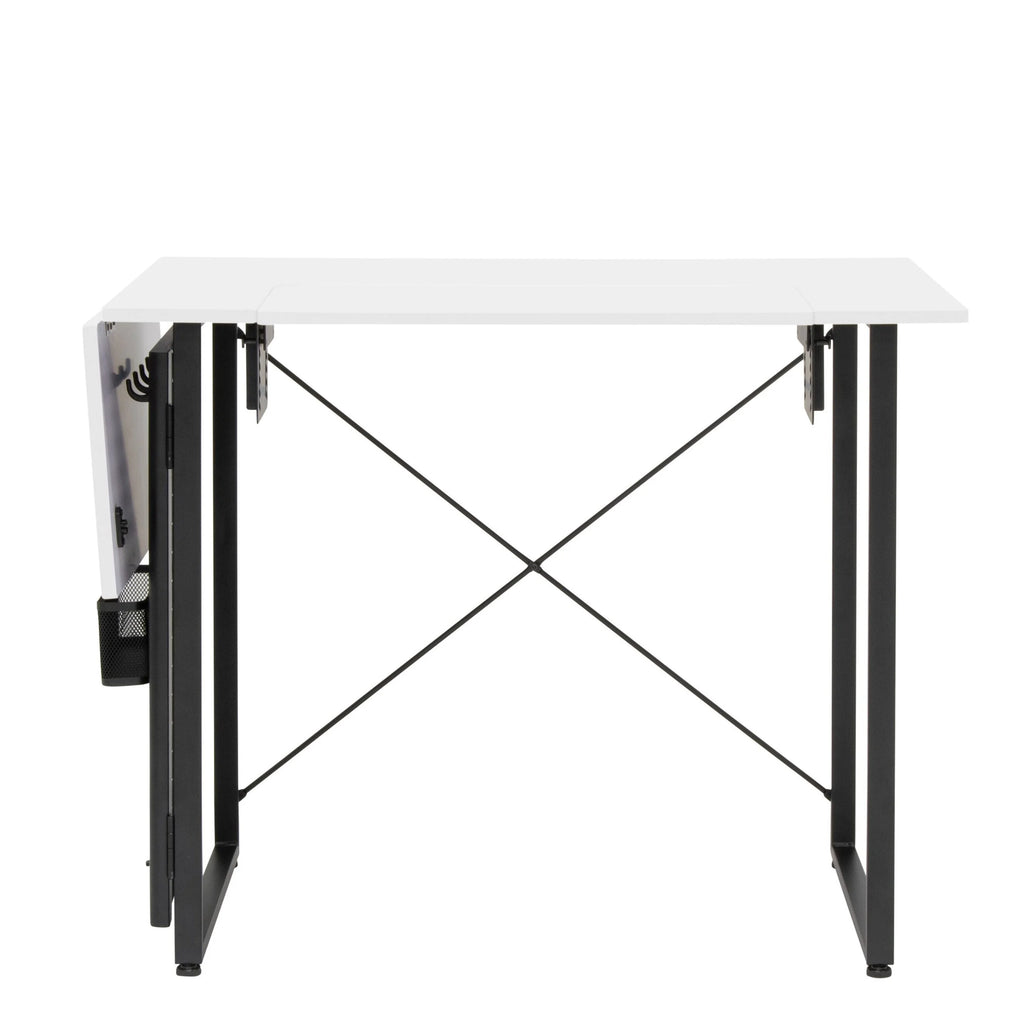 Sewing Table with Storage Panel and Adjustable Platform White/Graphite O479