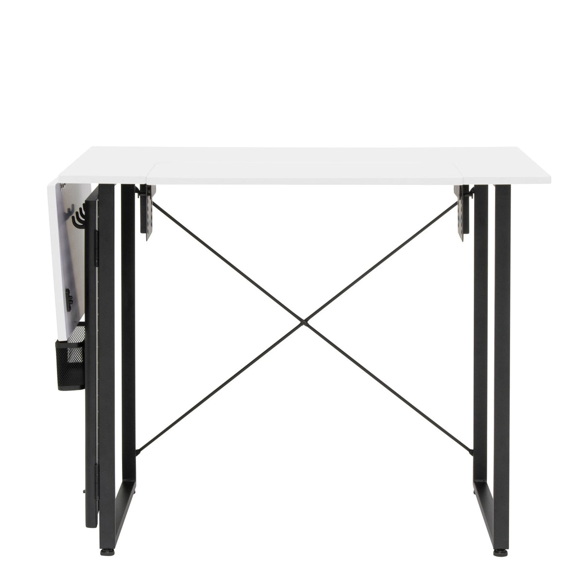 Sewing Table with Storage Panel and Adjustable Platform White/Graphite O479