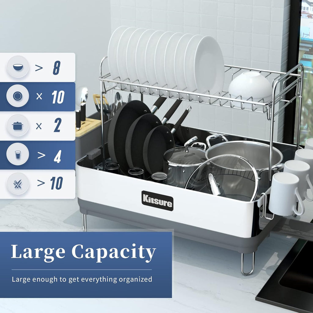 2-Tier Dish Drying Rack with Drainboard Q497
