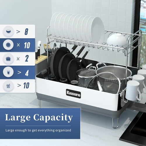 2-Tier Dish Drying Rack with Drainboard Q497
