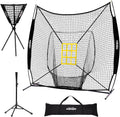7x7 Feet Baseball Softball Hitting Pitching Net Tee Caddy Set with Strike Zone B3363