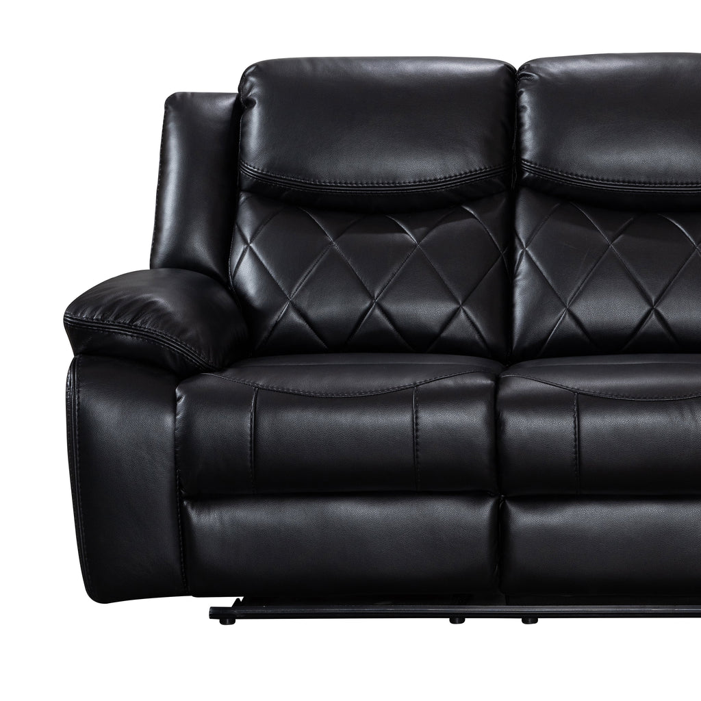 Black Faux Leather Power Reclining Sofa E29494