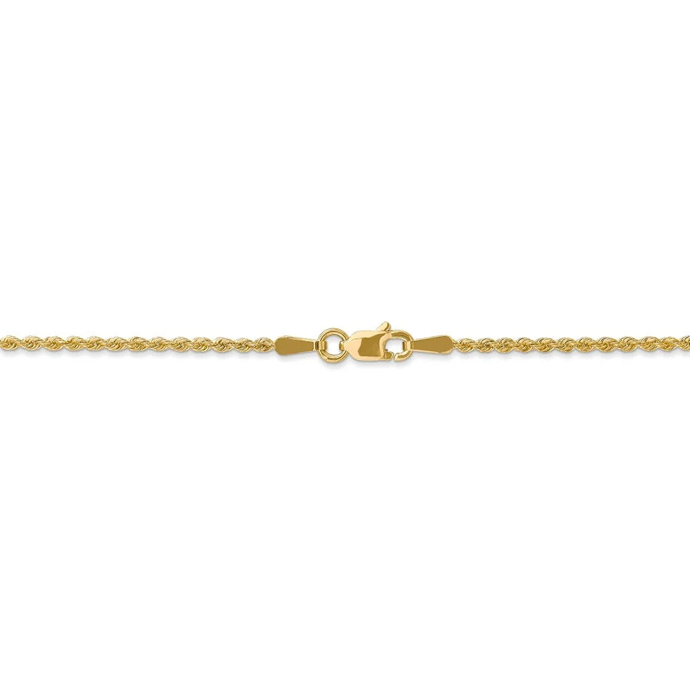 14kt Yellow Gold 1.6mm Solid Rope Chain 22 inch Lobster Clasp D622268