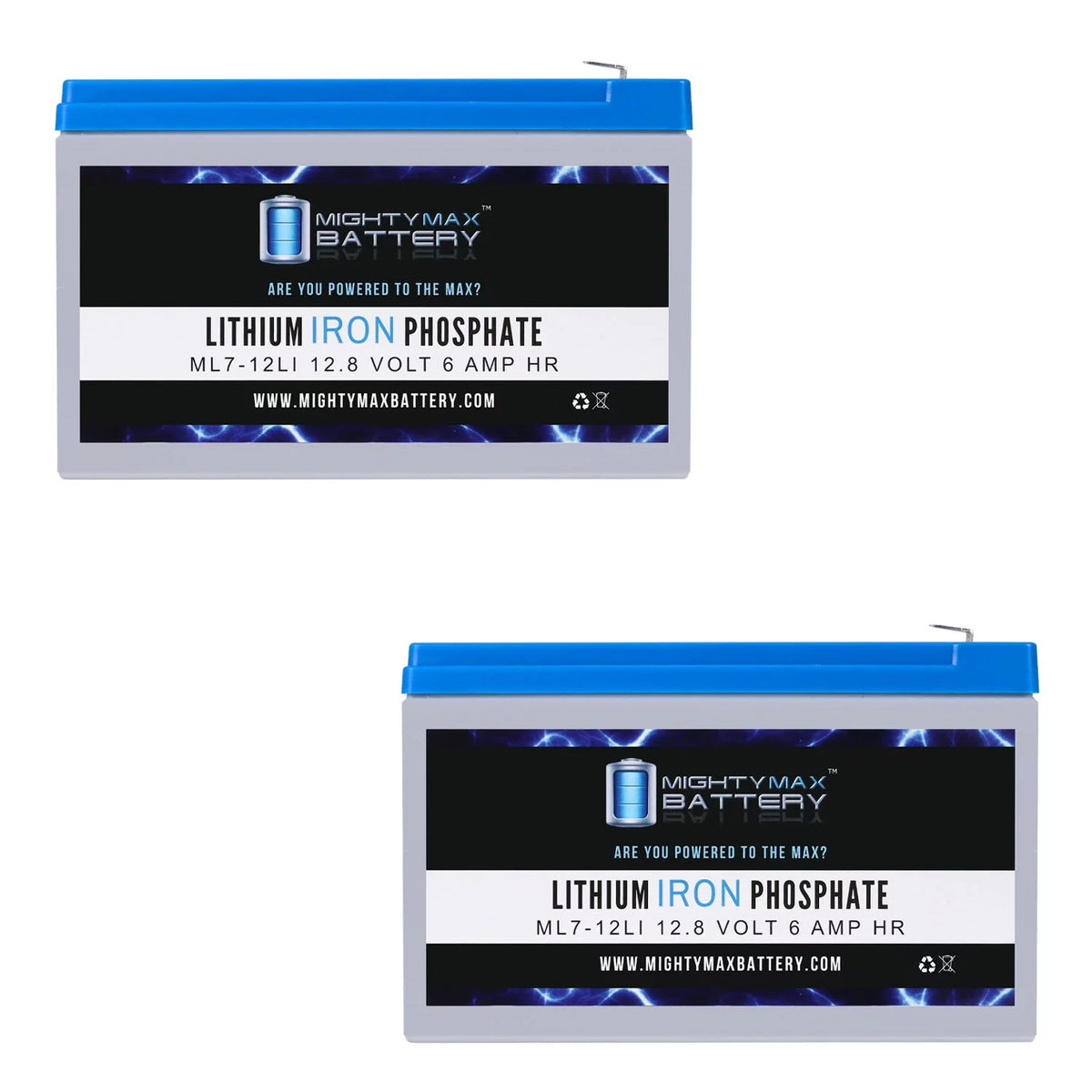 12V 7AH Lithium Replacement Battery 2 Pack C7708