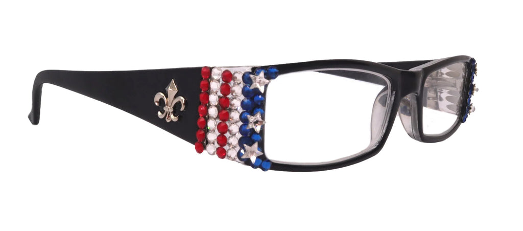 Women Reading Glasses with European Crystals Black R10796