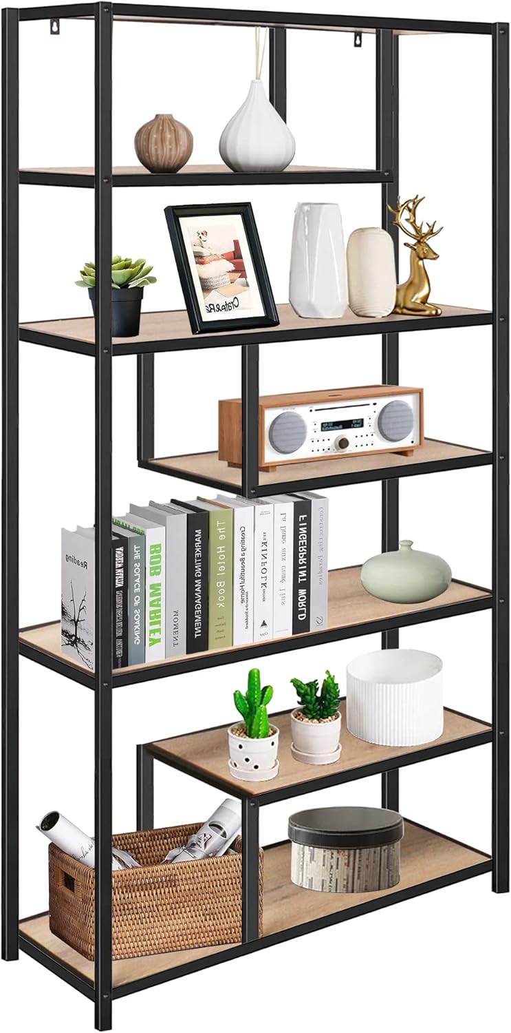 5-Tier Tall Wood Open Bookshelf U201