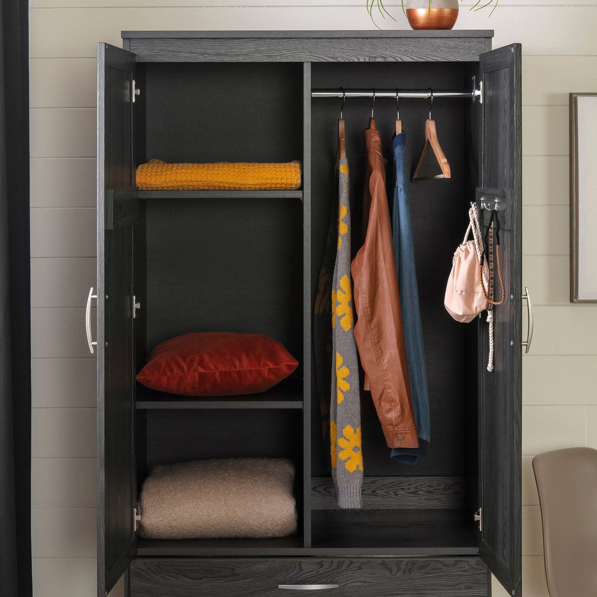 Gray Oak Wardrobe Armoire K385