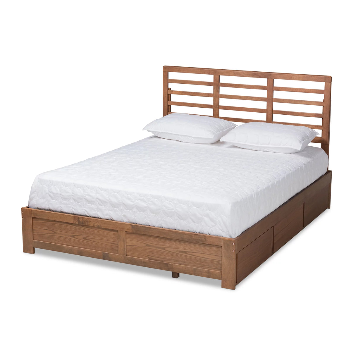 Ash Walnut Brown Wood Full Size 3-Drawer Platform Storage Bed U58091