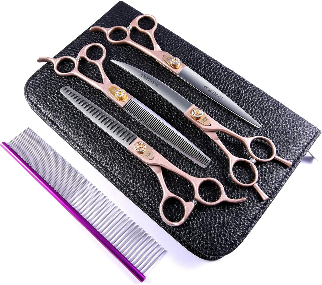 Rose Gold 440C Stainless Steel Dog Grooming Scissors Pack of 2 W930627