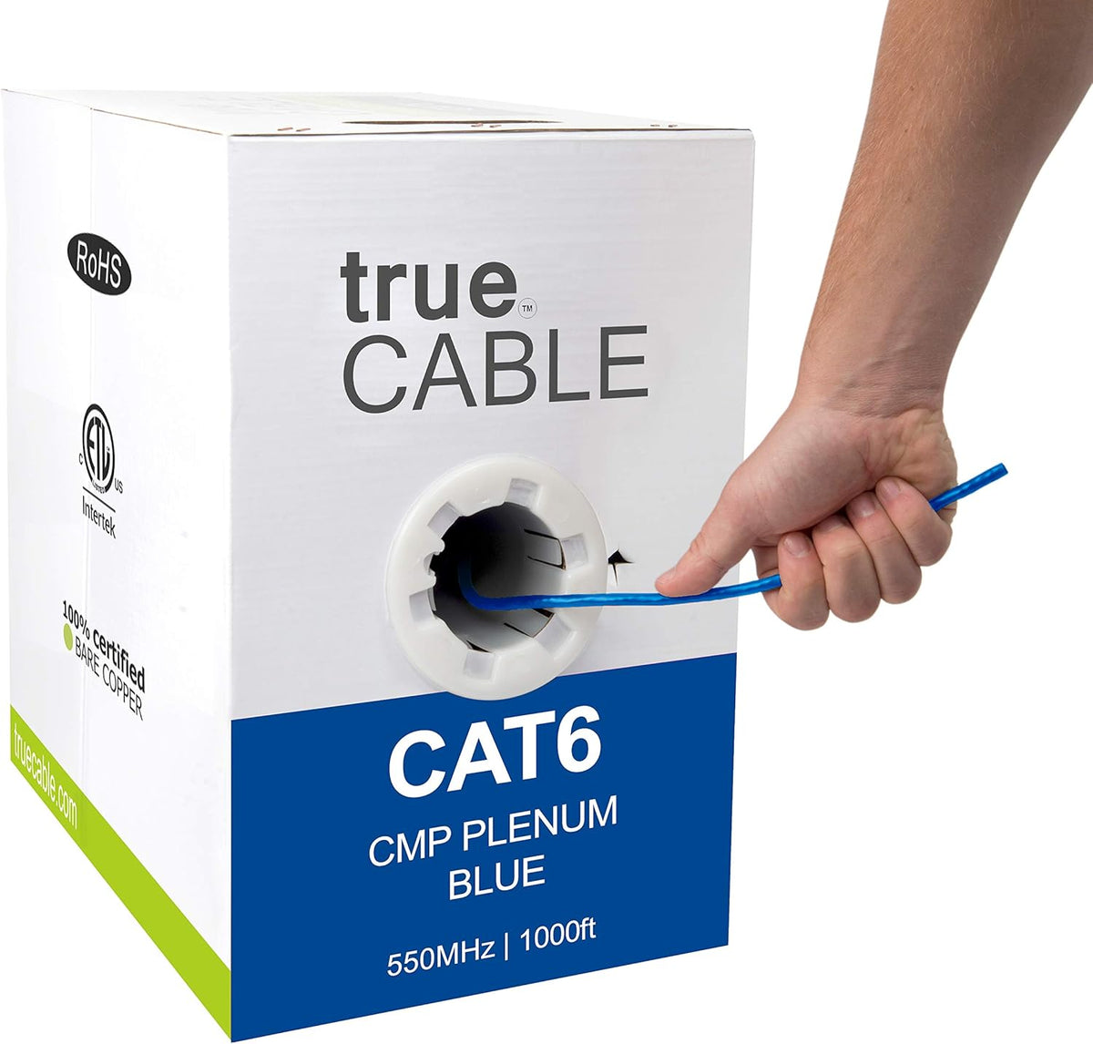 Cat6 Plenum 1000ft Yellow 23AWG 4 Pair Solid Bare Copper Bulk Ethernet Cable V281278