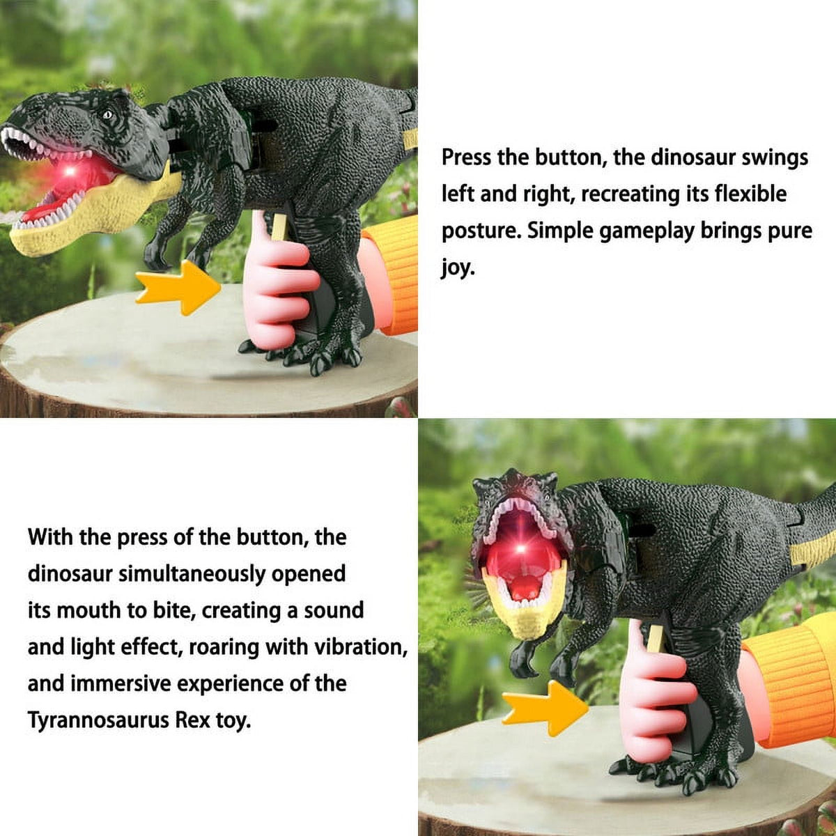 Dinosaur Toy with Sound Lights Biting Action Interactive Swinging F872