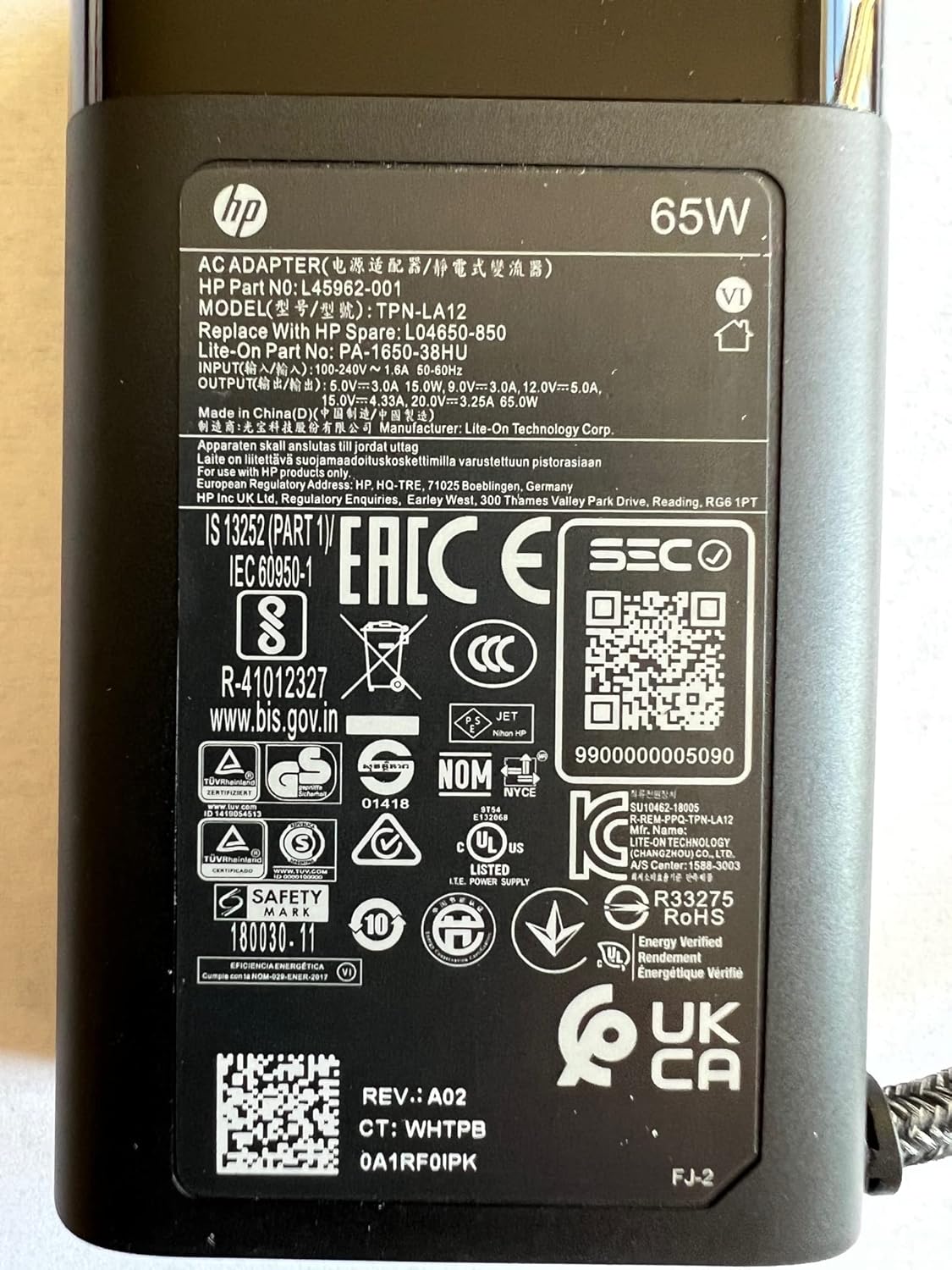 HP 65W USB C Replacement Power Adapter Pack of 2 Z558