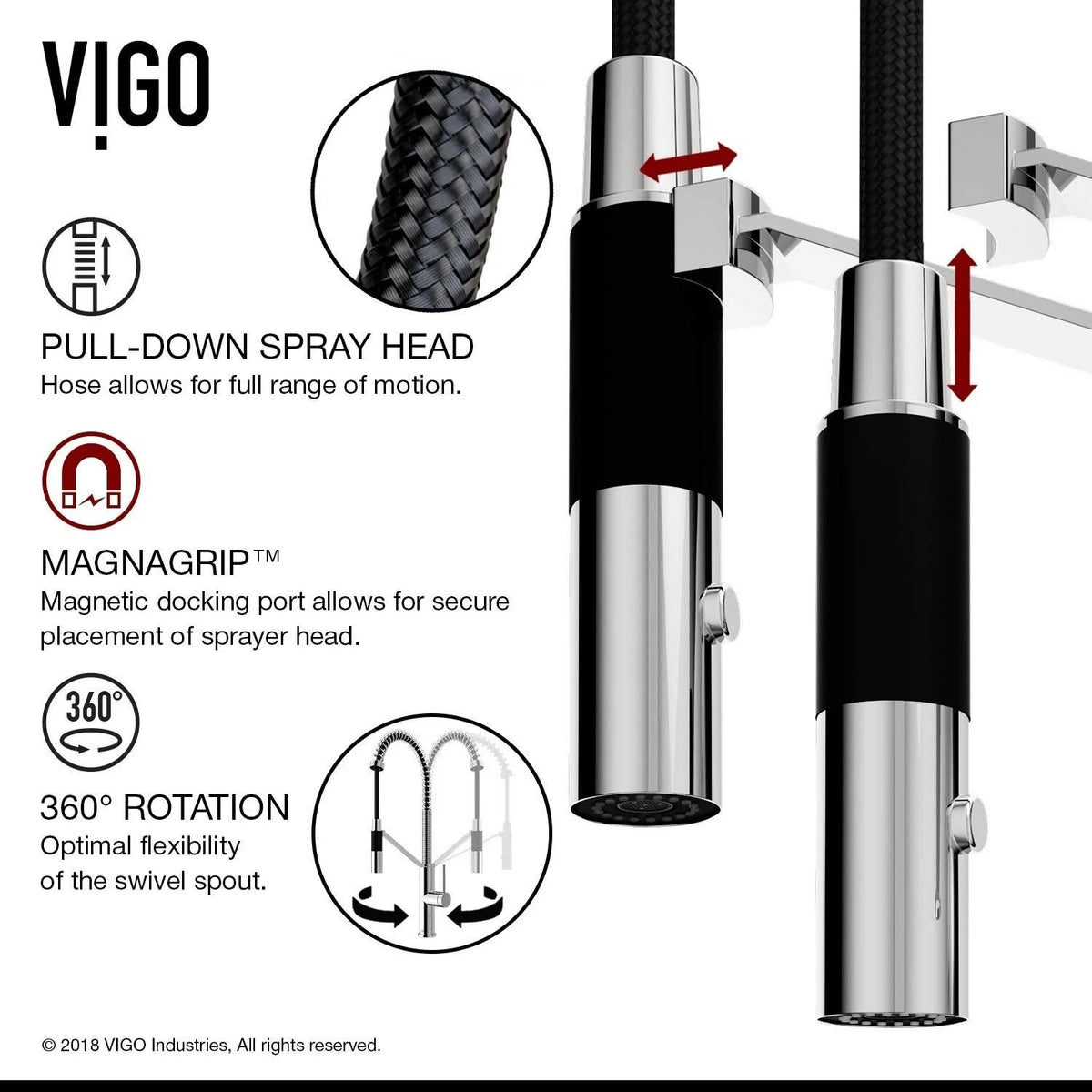 Chrome Magnetic Kitchen Faucet with Deck Plate A2099