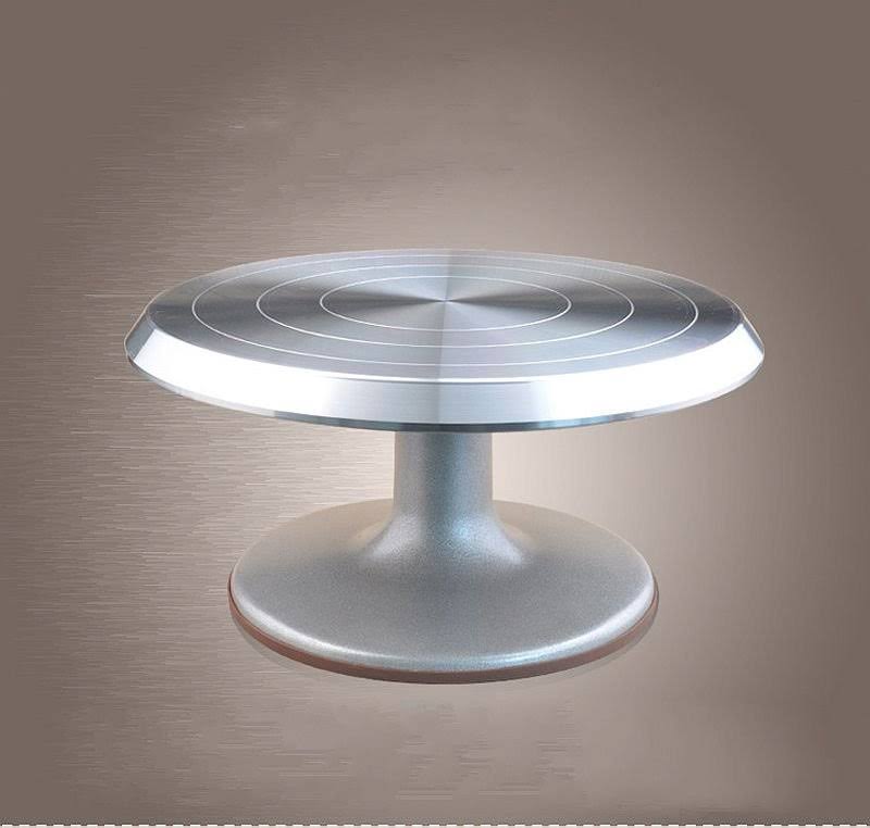 Silver Aluminum Alloy Rotating Cake Turntable Stand P322691