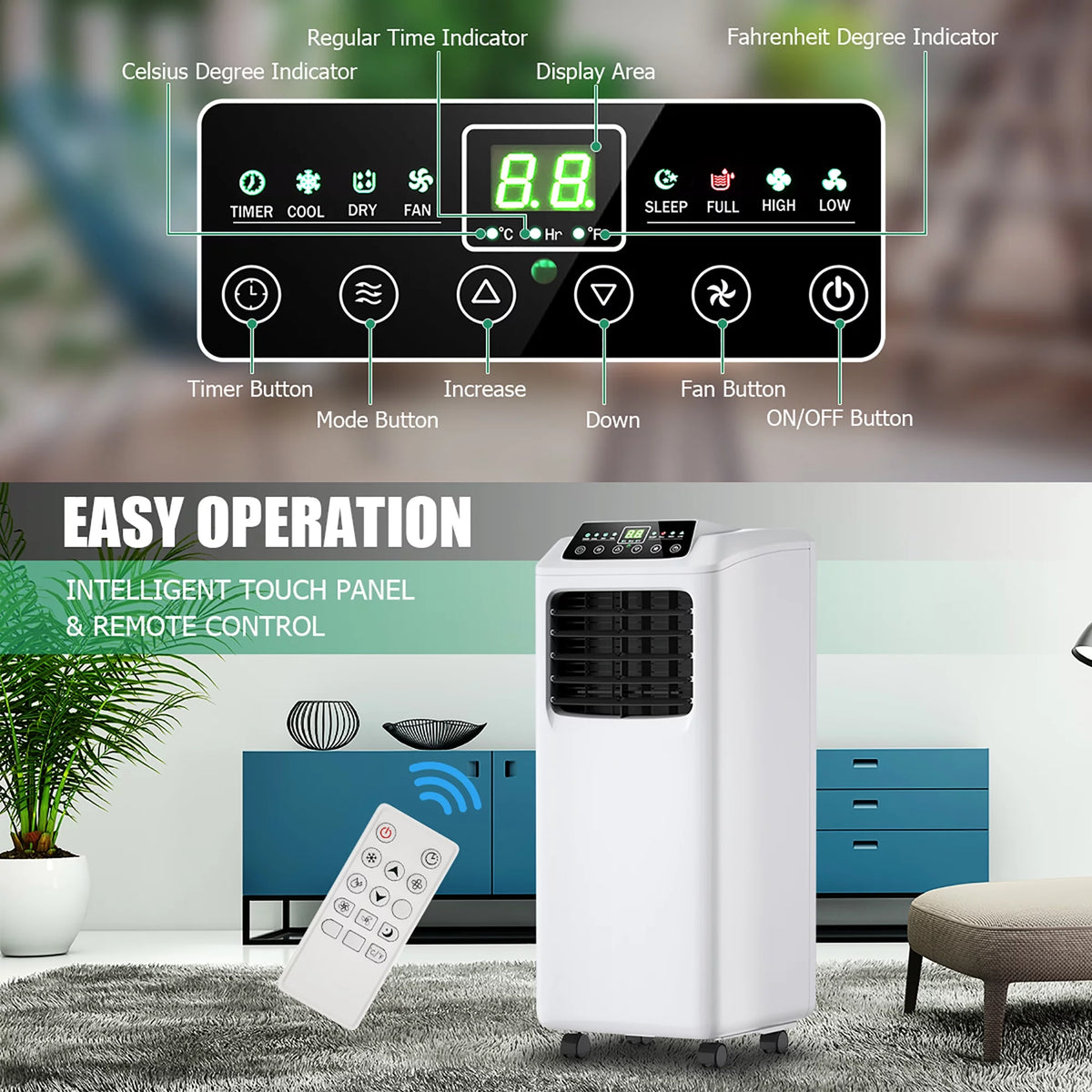 5500 BTU 3-in-1 Portable Air Conditioner with Dehumidifier and Window Kit N22186