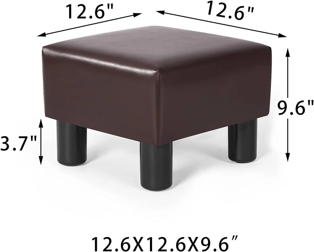 Brown Square PU Leather Ottoman S519