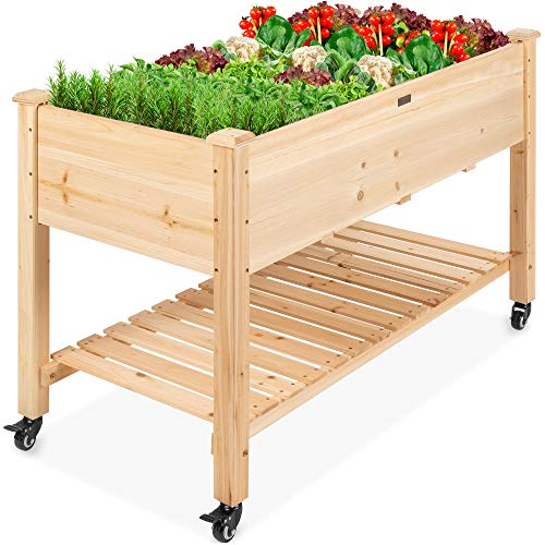 48x24x32-inch Mobile Elevated Wood Planter S488496