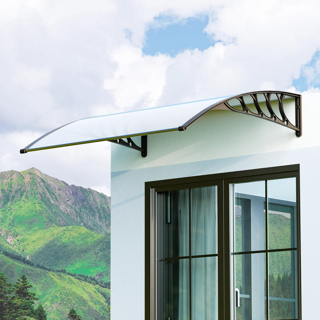 Clear Polycarbonate Door Canopy with Black Bracket T1605