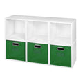 White Wood Grain/Pink 6 Cubes Storage Set with 3 Canvas Bins M8969