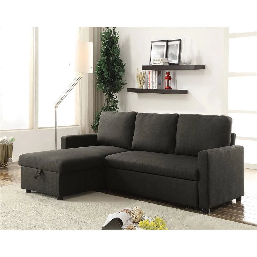Charcoal Linen Sleeper Sectional Sofa D67869