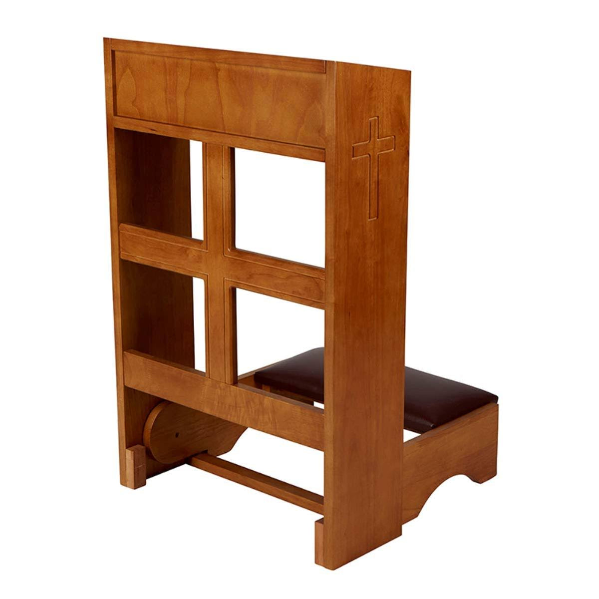 Engraved Cross Folding Kneeler, Medium Oak Y288066