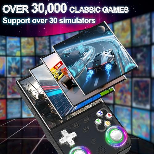 Black Handheld Retro Game Console with 4.0-Inch IPS Screen and 64GB TF Card A244124