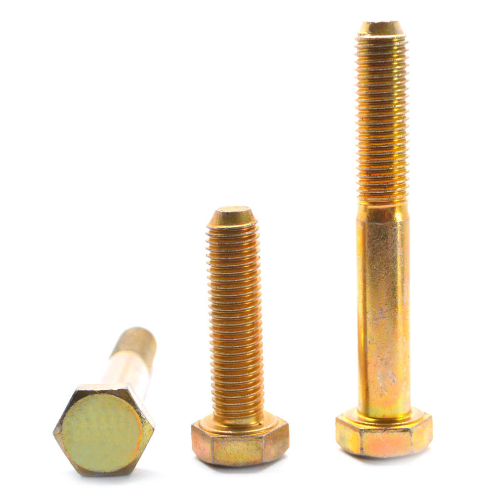 3/8x22-16 x 2 1/2x22 Coarse Thread Grade 8 Hex Cap Screw Alloy Steel Yellow Zinc Plated D9790
