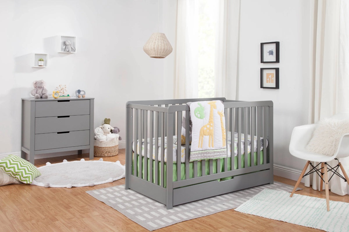 Gray 4-in-1 Convertible Crib with Trundle Drawer L40108