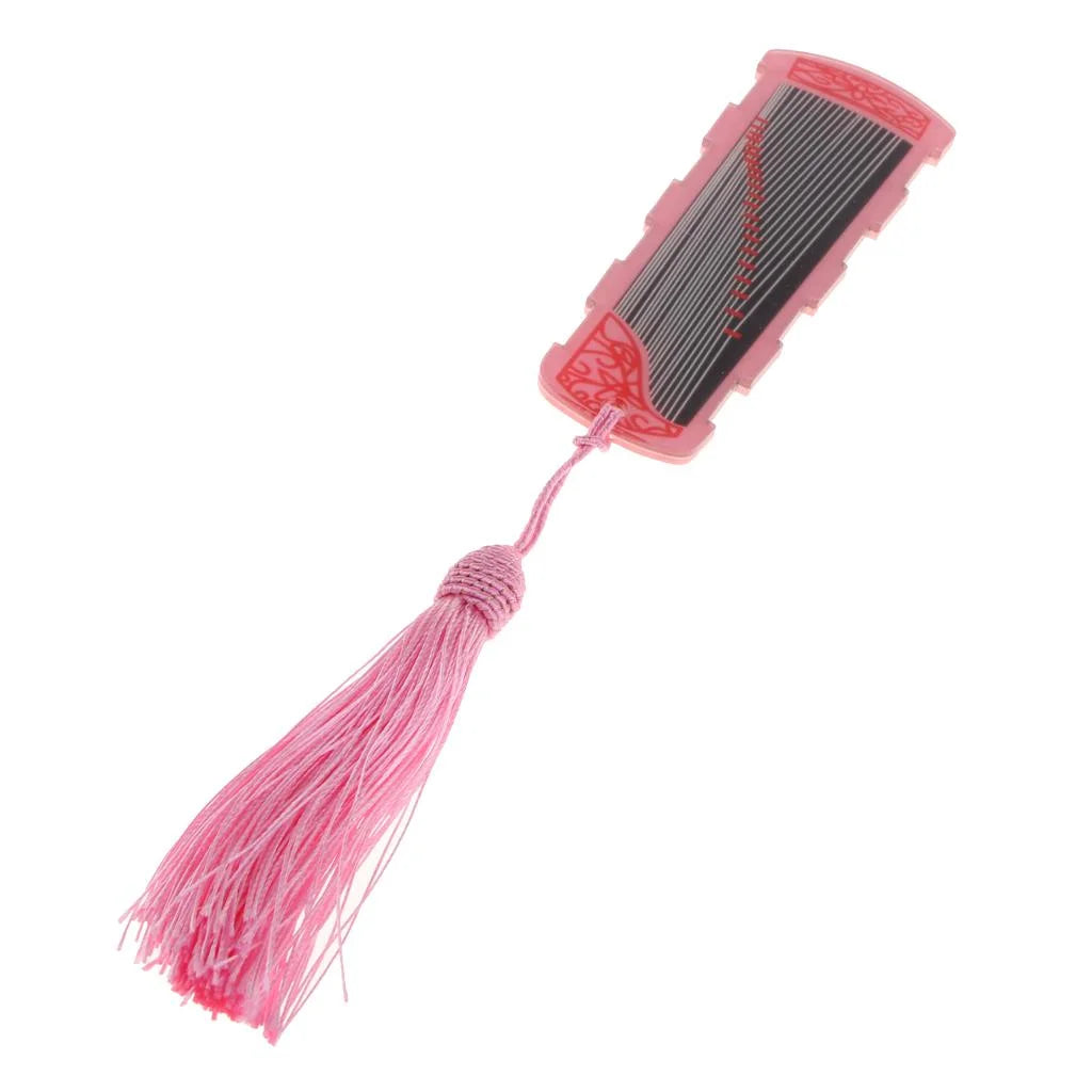 Pink Finger Picks Tape Storage Carry Tassel Card F947