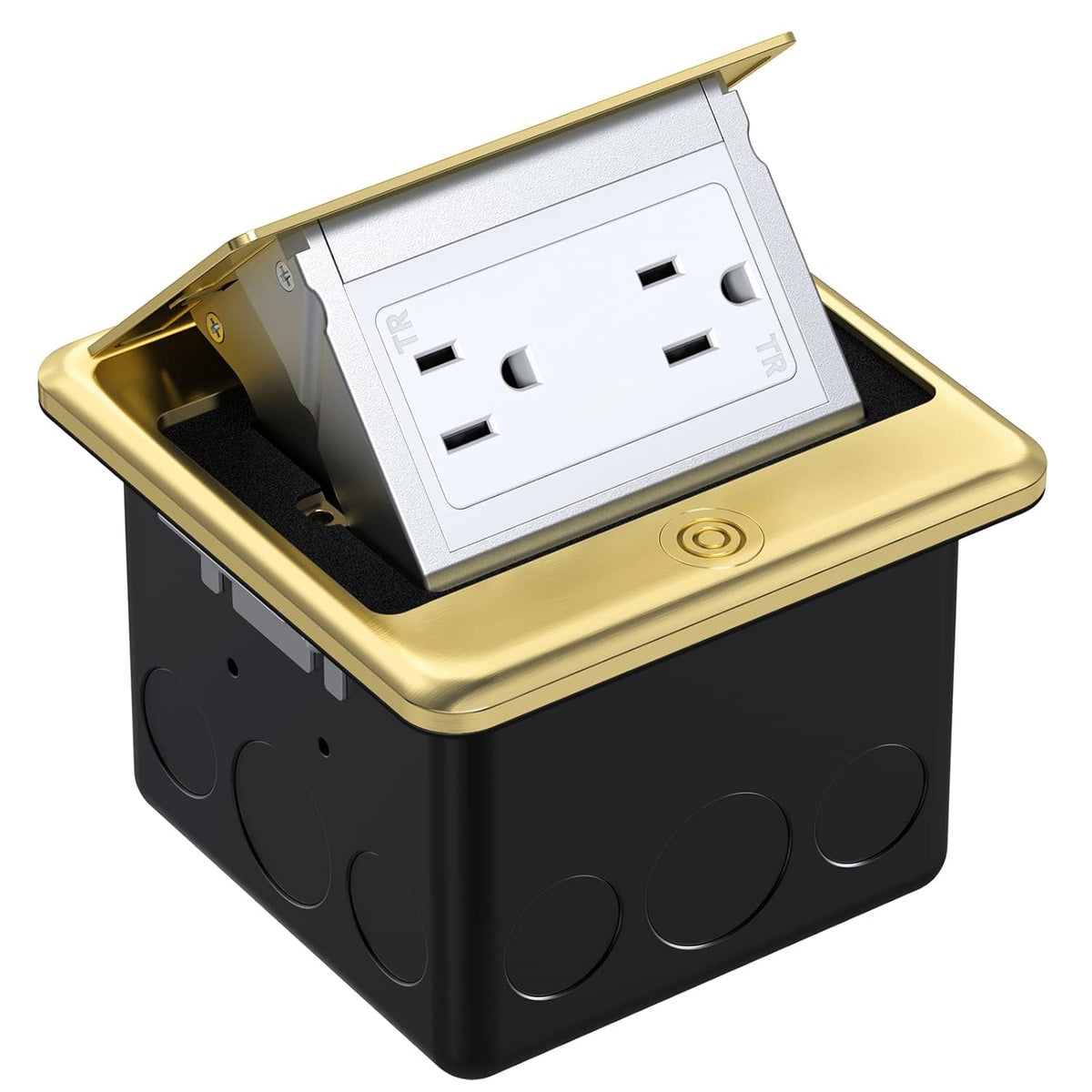 Brushed Nickel Pop Up Floor Outlet Box with Tamper-Resistant Receptacle, Pack of 2 F30374