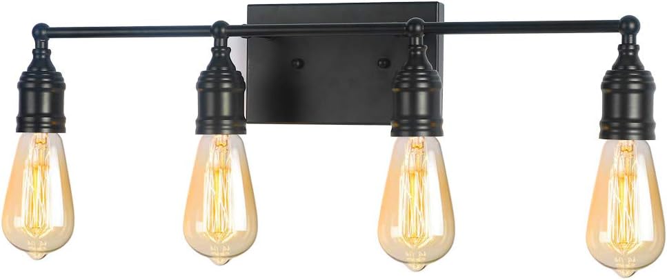 Matte Black 4-Light Industrial Vanity Light Fixture K3608