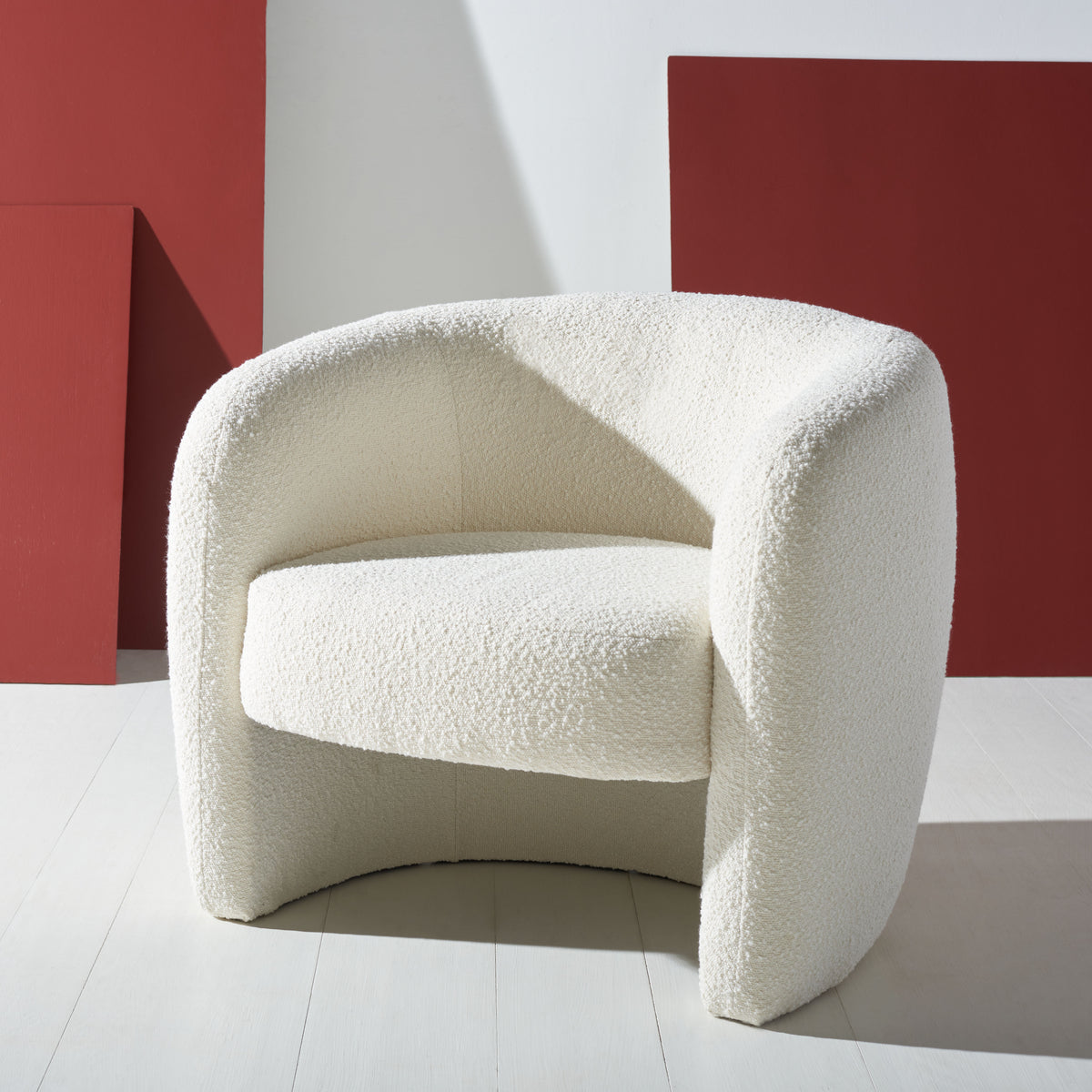 Ivory Boucle Accent Chair J2642