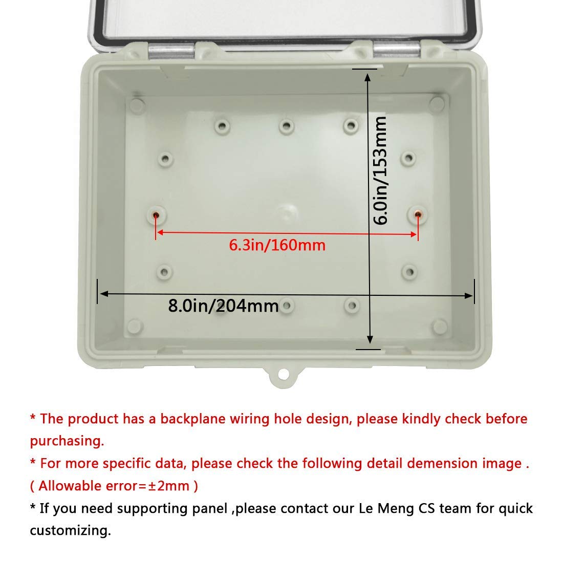 Gray ABS Plastic IP65 Junction Box with Clear Cover 8.7 x 6.7 x 4.3inch V684