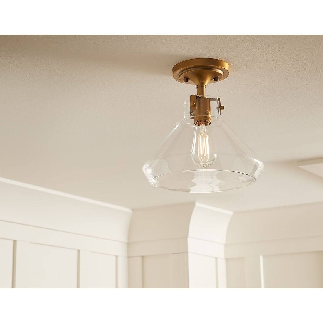 One Light Semi Flush Mount Black J276964