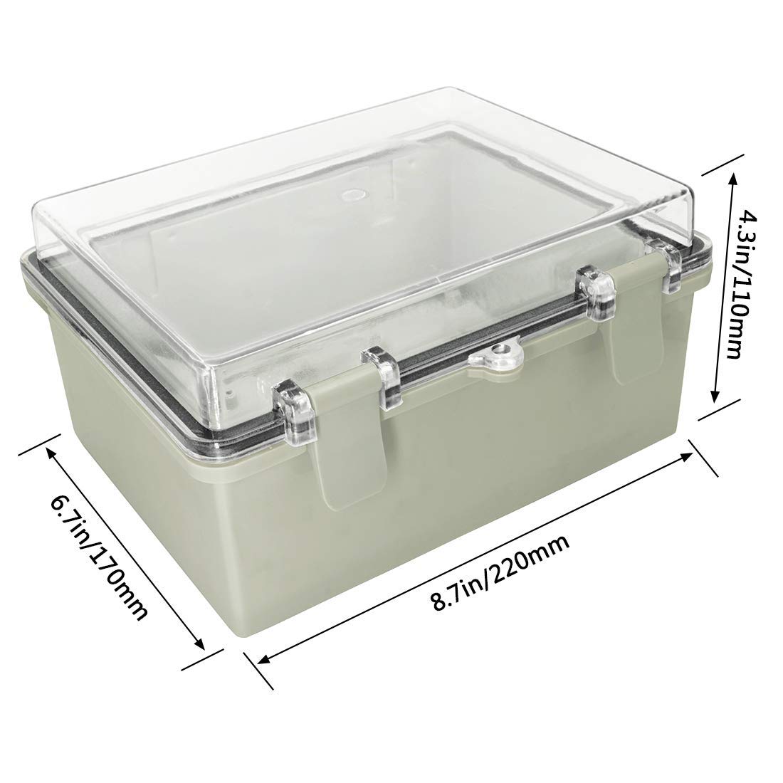 Gray ABS Plastic IP65 Junction Box with Clear Cover 8.7 x 6.7 x 4.3inch V684