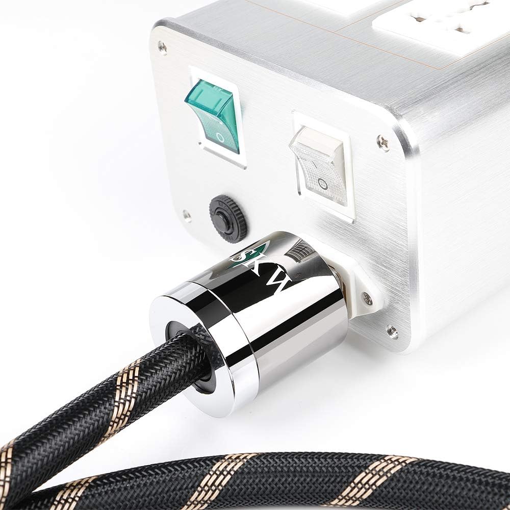 Upgrade Audiophile OCC Power Cord, Male to Female Power Cable, US Plug, Black, 6.5ft/2M I40945
