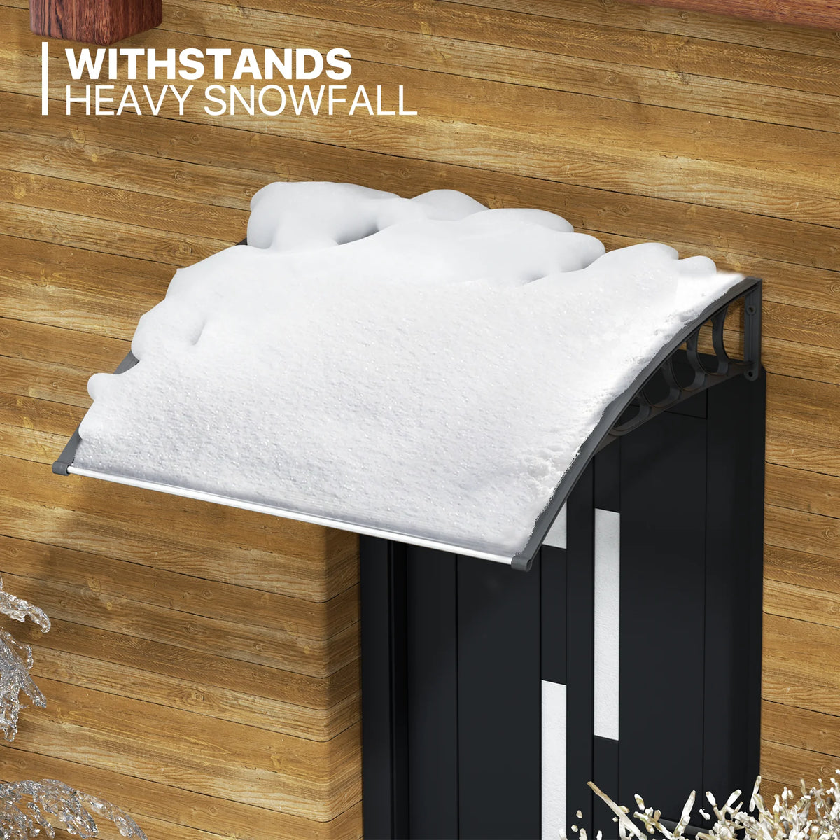 Clear Polycarbonate Door Canopy with Black Bracket T1605