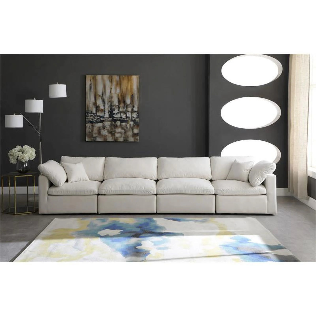 Cream Velvet Modular Sofa S5469
