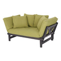 Convertible Wood Outdoor Sofa Blue Cushions X702554