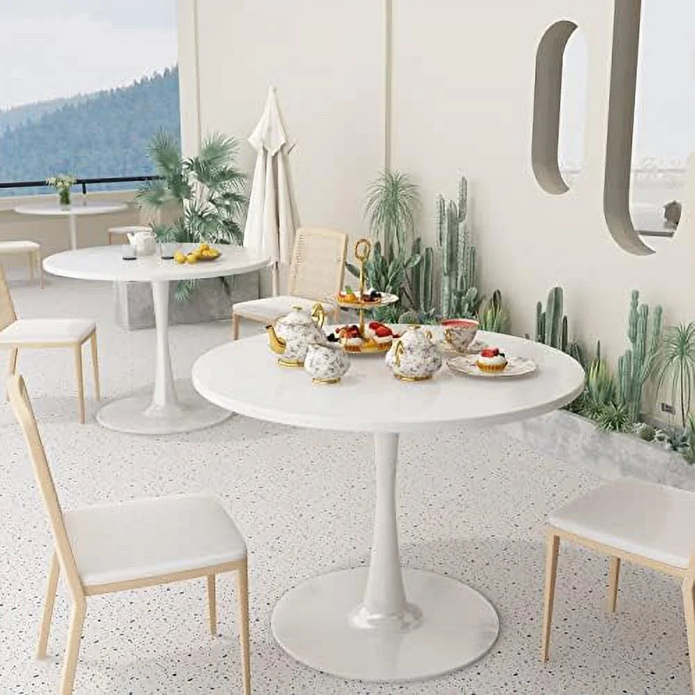 Black Round Dining Table 31.5" with Pedestal Base J668886