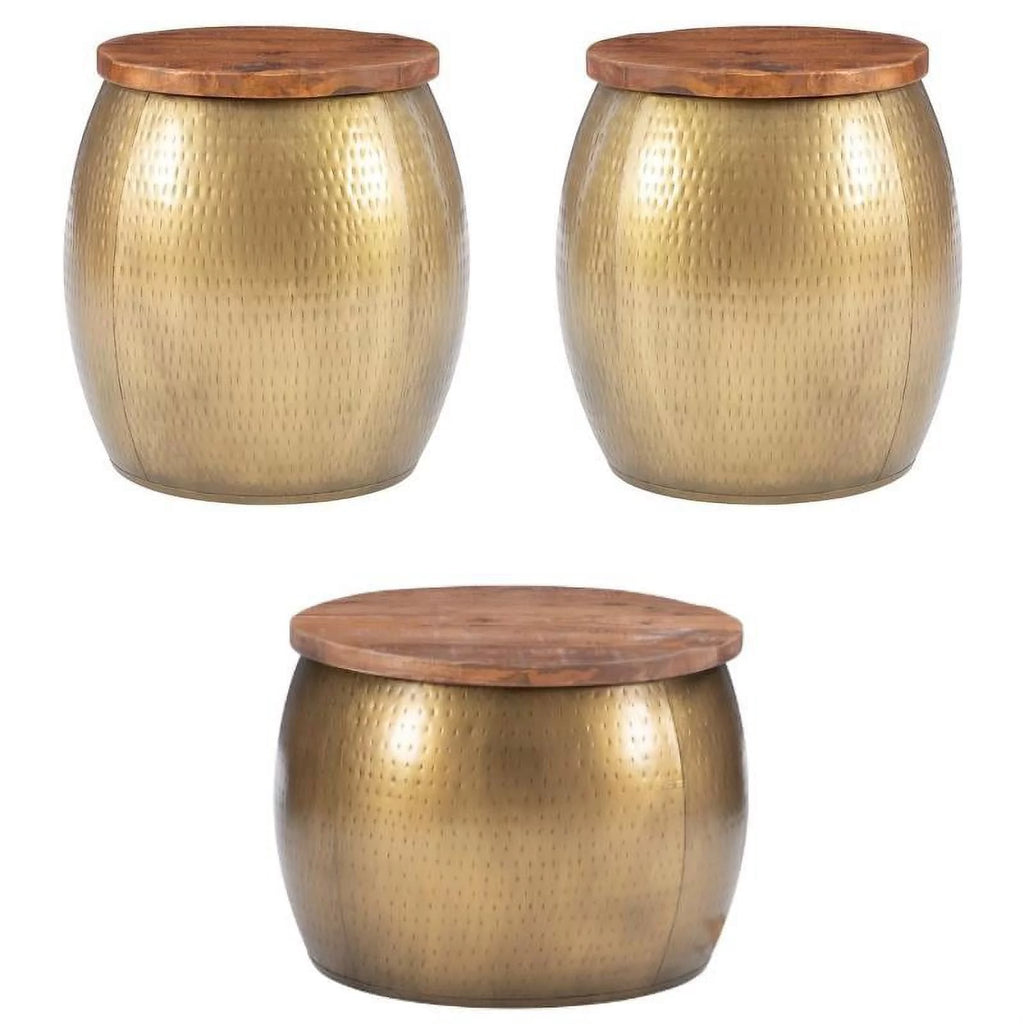 3-Piece Set with Metal Drum Table and 2 Drum Side Tables K86245