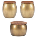 3-Piece Set with Metal Drum Table and 2 Drum Side Tables K86245